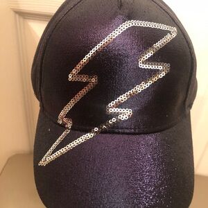 Sequin Lightning Bolt Glitter Baseball Cap - Purple